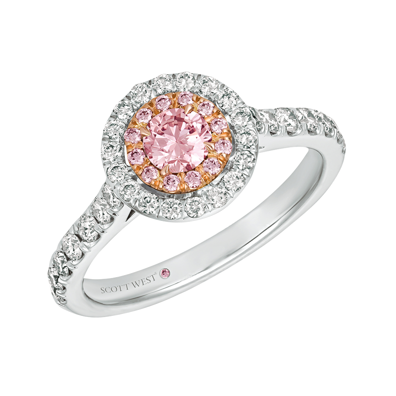 Platinum, Rose Gold, Fancy Purplish Pink Diamond, Pink Diamond and Diamond Bridal Ring
